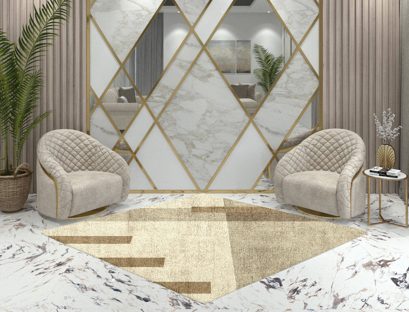 Alew  Diamond Hand Knotted Bamboo Silk Custom Rug by Rug Artisan