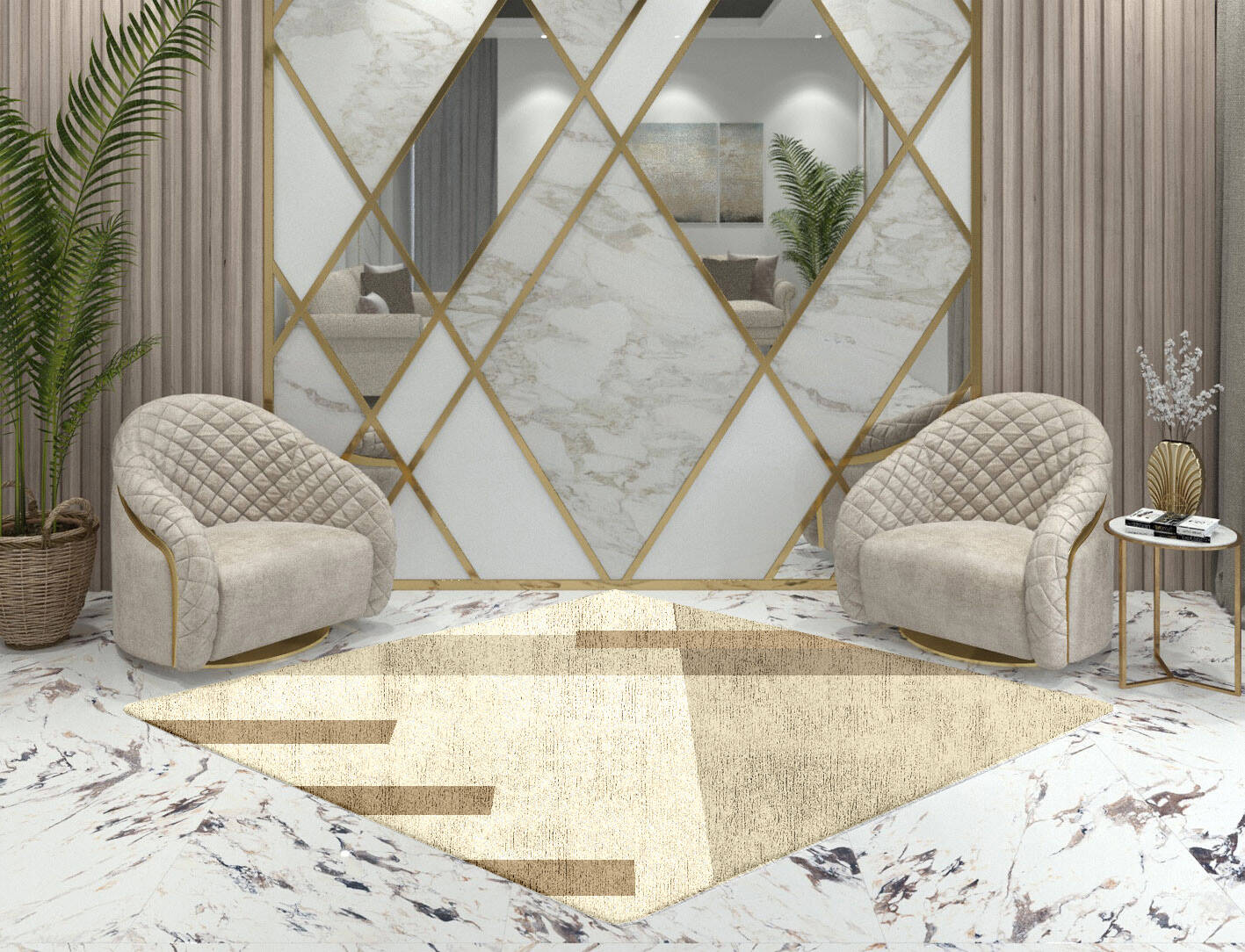 Alew  Diamond Hand Tufted Bamboo Silk Custom Rug by Rug Artisan