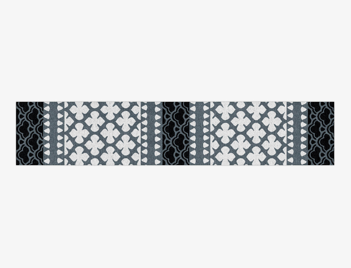 Alhambra Grey Monochrome Runner Hand Knotted Tibetan Wool Custom Rug by Rug Artisan