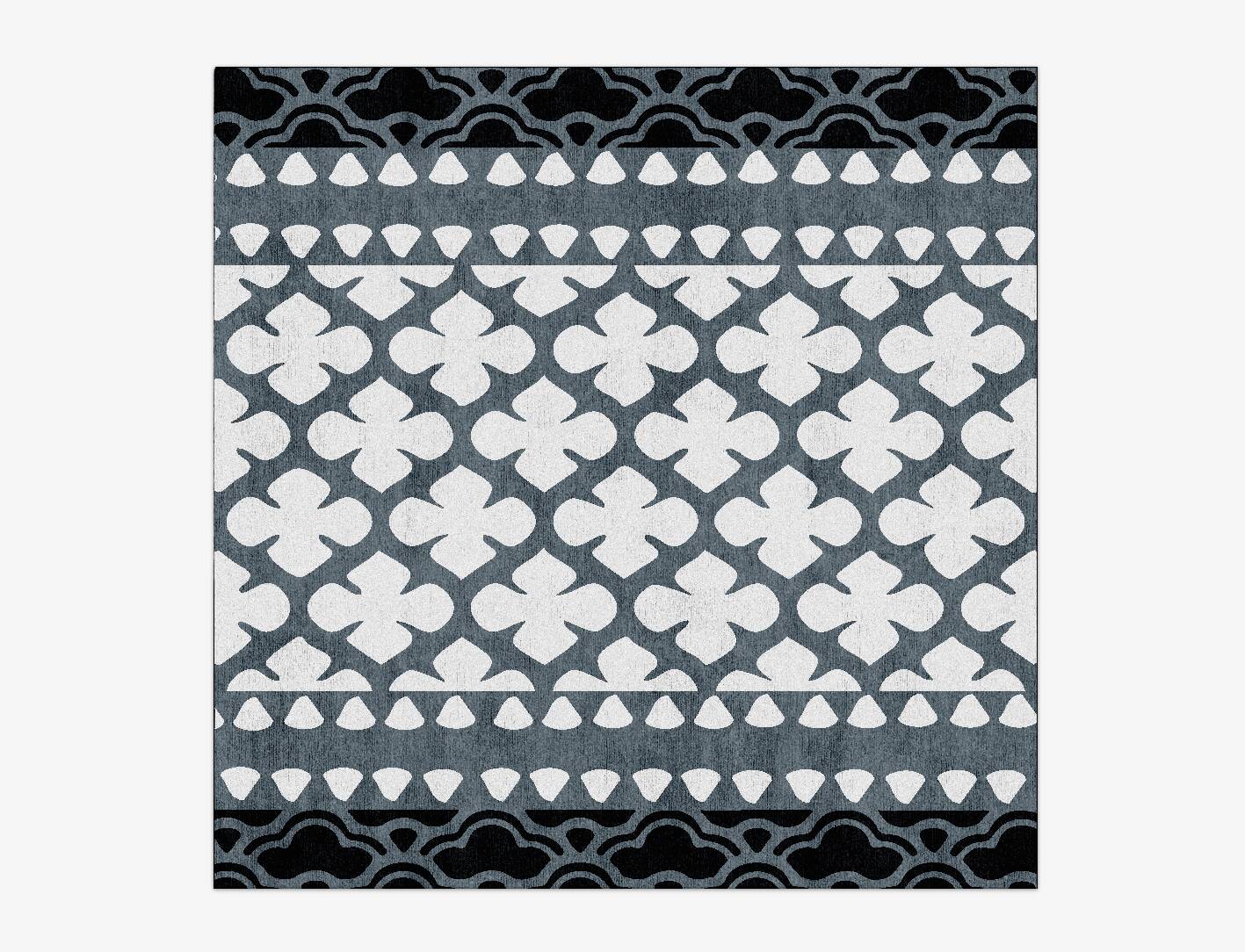 Alhambra Grey Monochrome Square Hand Knotted Bamboo Silk Custom Rug by Rug Artisan