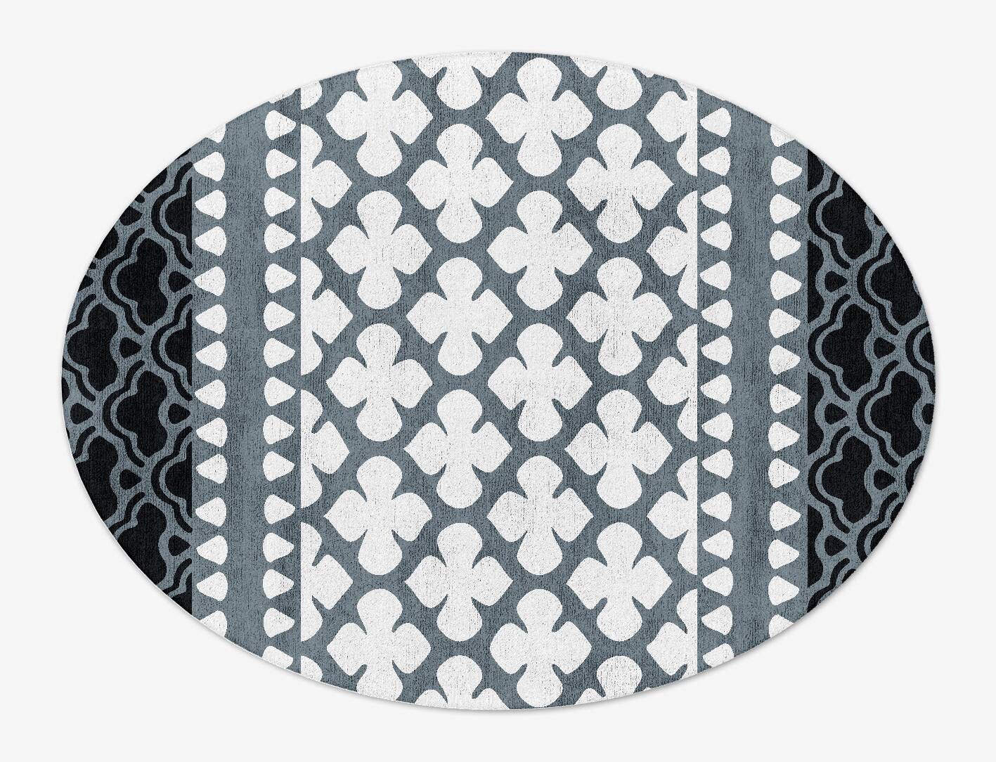 Alhambra Grey Monochrome Oval Hand Tufted Bamboo Silk Custom Rug by Rug Artisan