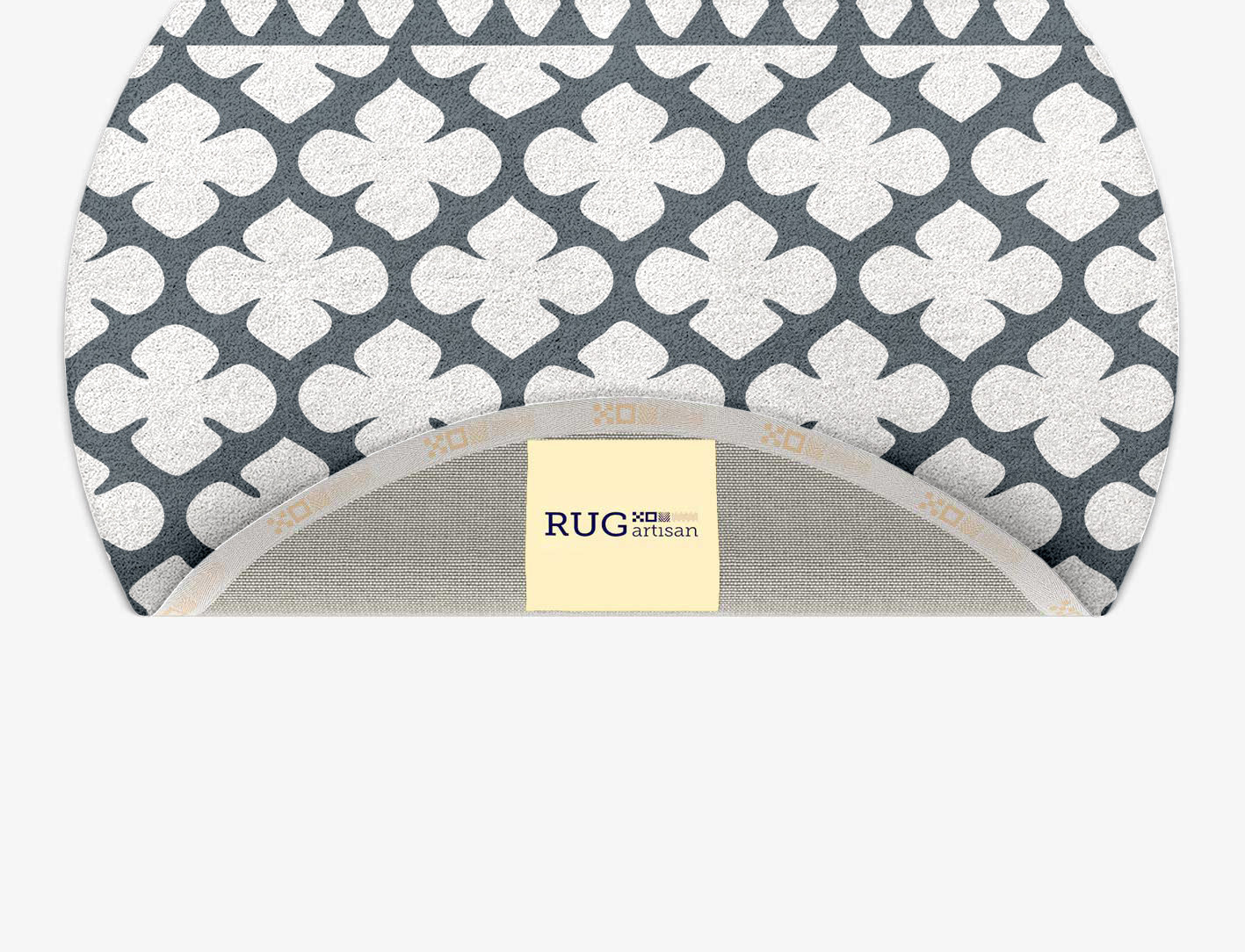 Alhambra Grey Monochrome Round Hand Tufted Pure Wool Custom Rug by Rug Artisan