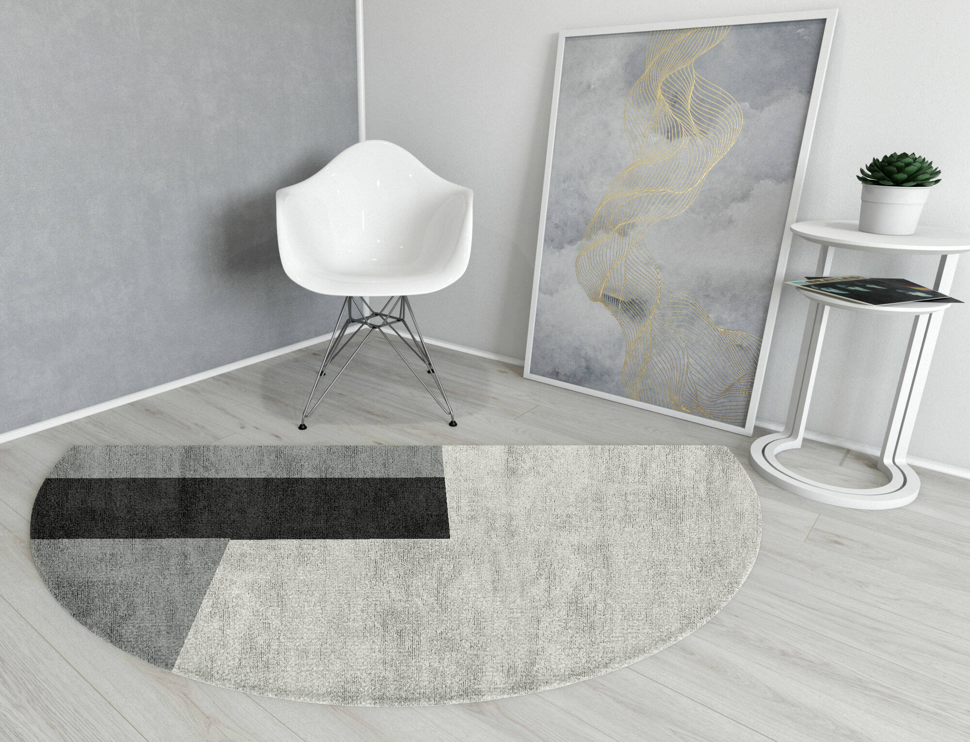 Allegiant  Halfmoon Hand Knotted Bamboo Silk Custom Rug by Rug Artisan