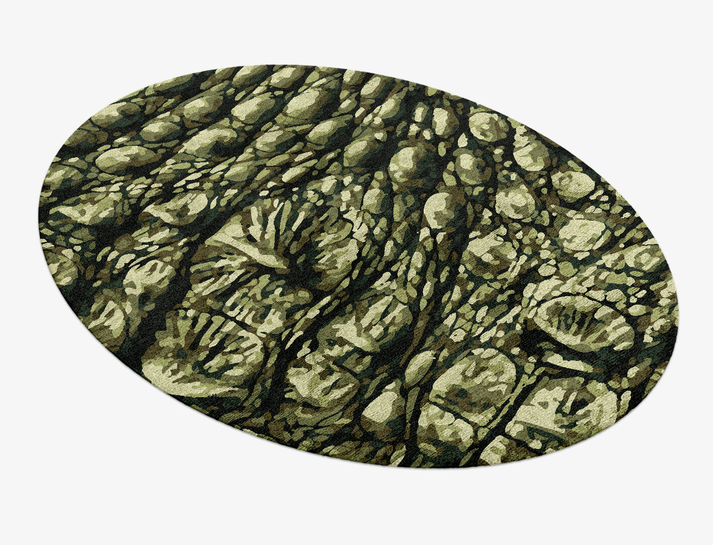 Alligator Animal Prints Oval Hand Knotted Bamboo Silk Custom Rug by Rug Artisan
