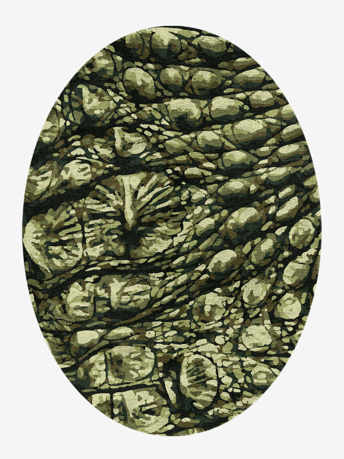 Alligator Animal Prints Oval Hand Knotted Bamboo Silk Custom Rug by Rug Artisan