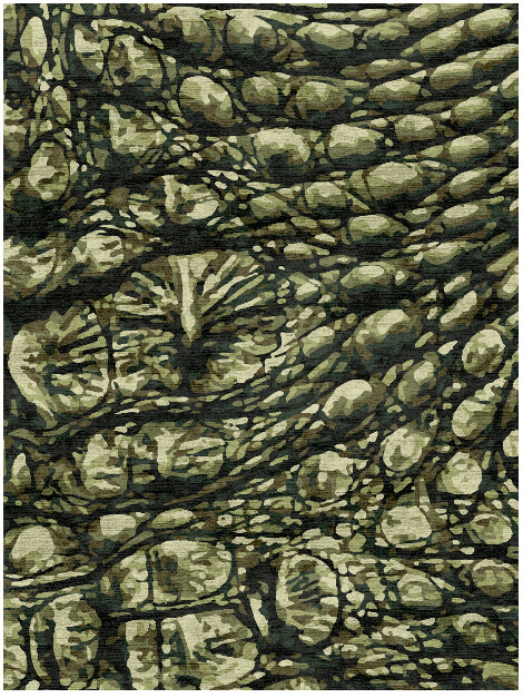 Alligator Animal Prints Rectangle Hand Knotted Bamboo Silk Custom Rug by Rug Artisan