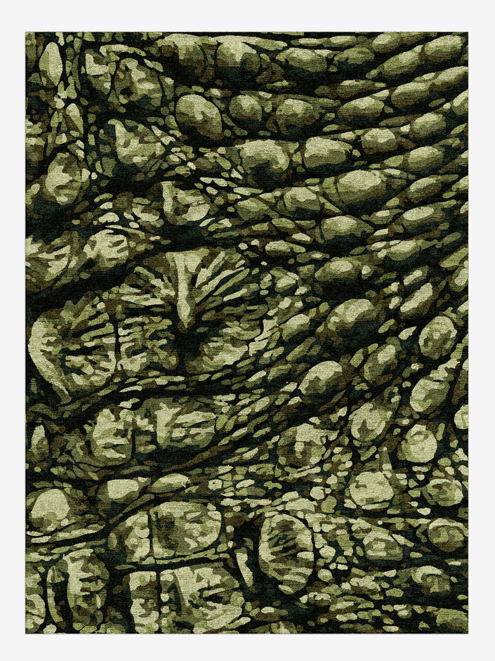 Alligator Animal Prints Rectangle Hand Knotted Bamboo Silk Custom Rug by Rug Artisan