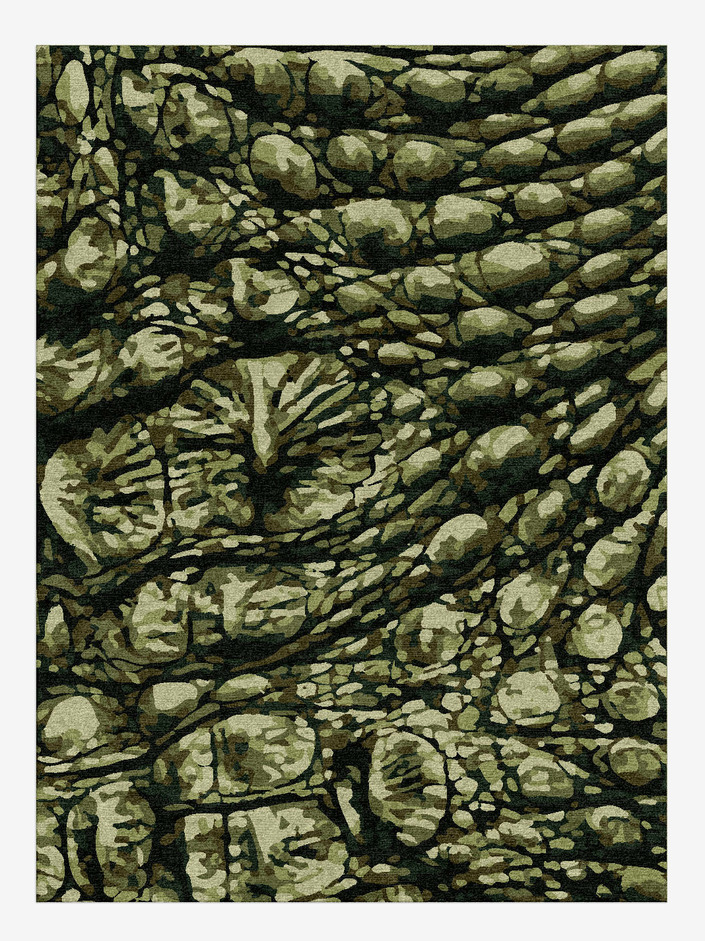 Alligator Animal Prints Rectangle Hand Knotted Tibetan Wool Custom Rug by Rug Artisan