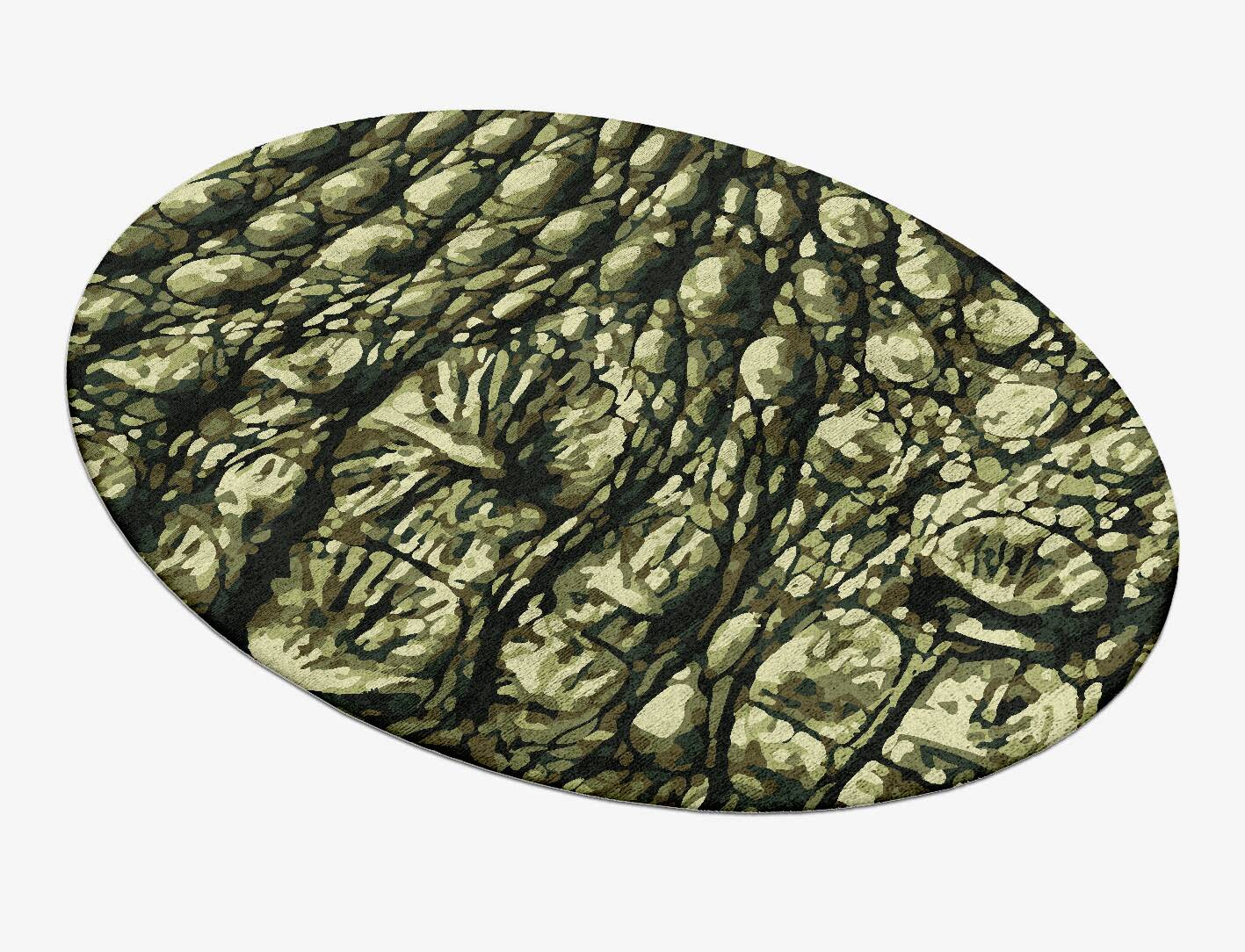 Alligator Animal Prints Oval Hand Tufted Bamboo Silk Custom Rug by Rug Artisan