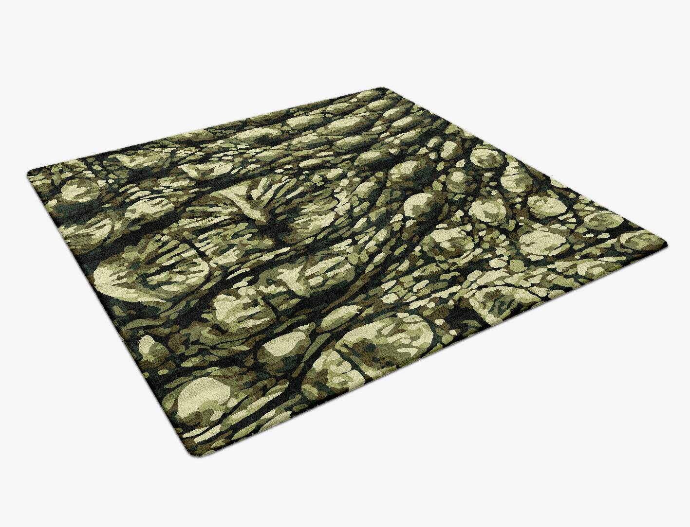 Alligator Animal Prints Square Hand Tufted Bamboo Silk Custom Rug by Rug Artisan
