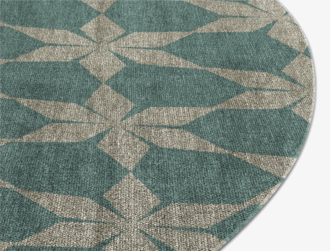 Altair Geometric Round Flatweave Bamboo Silk Custom Rug by Rug Artisan