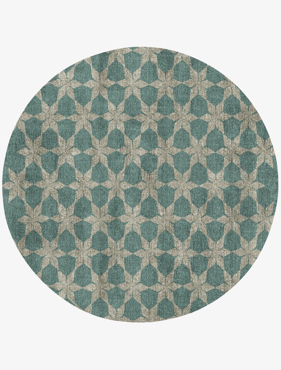 Altair Geometric Round Flatweave Bamboo Silk Custom Rug by Rug Artisan