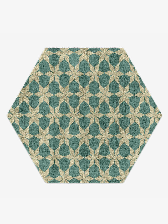 Altair Geometric Hexagon Hand Knotted Bamboo Silk Custom Rug by Rug Artisan