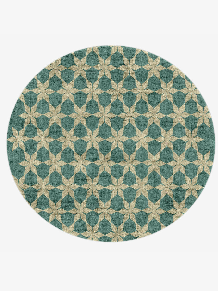 Altair Geometric Round Hand Knotted Bamboo Silk Custom Rug by Rug Artisan