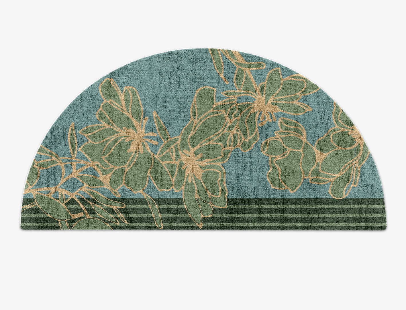 Amaryllis Field of Flowers Halfmoon Hand Knotted Bamboo Silk Custom Rug by Rug Artisan