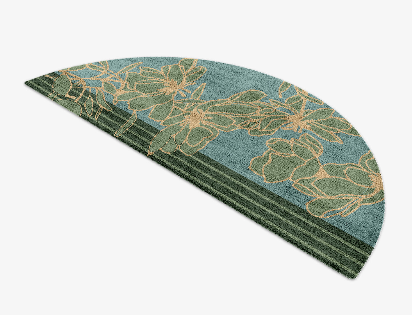 Amaryllis Field of Flowers Halfmoon Hand Knotted Bamboo Silk Custom Rug by Rug Artisan