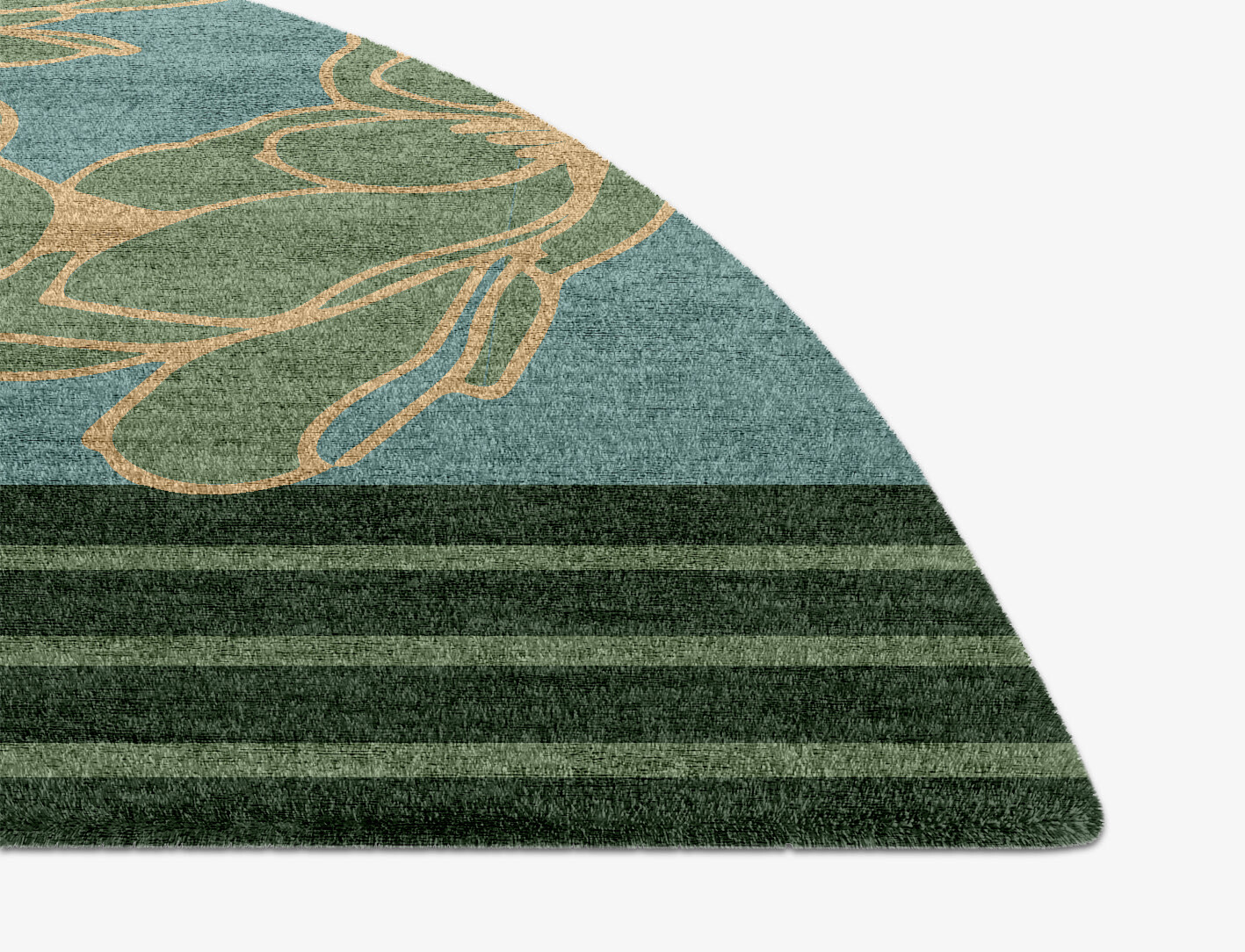 Amaryllis Field of Flowers Halfmoon Hand Knotted Bamboo Silk Custom Rug by Rug Artisan