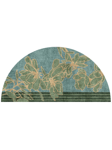 Amaryllis Field of Flowers Halfmoon Hand Knotted Bamboo Silk Custom Rug by Rug Artisan