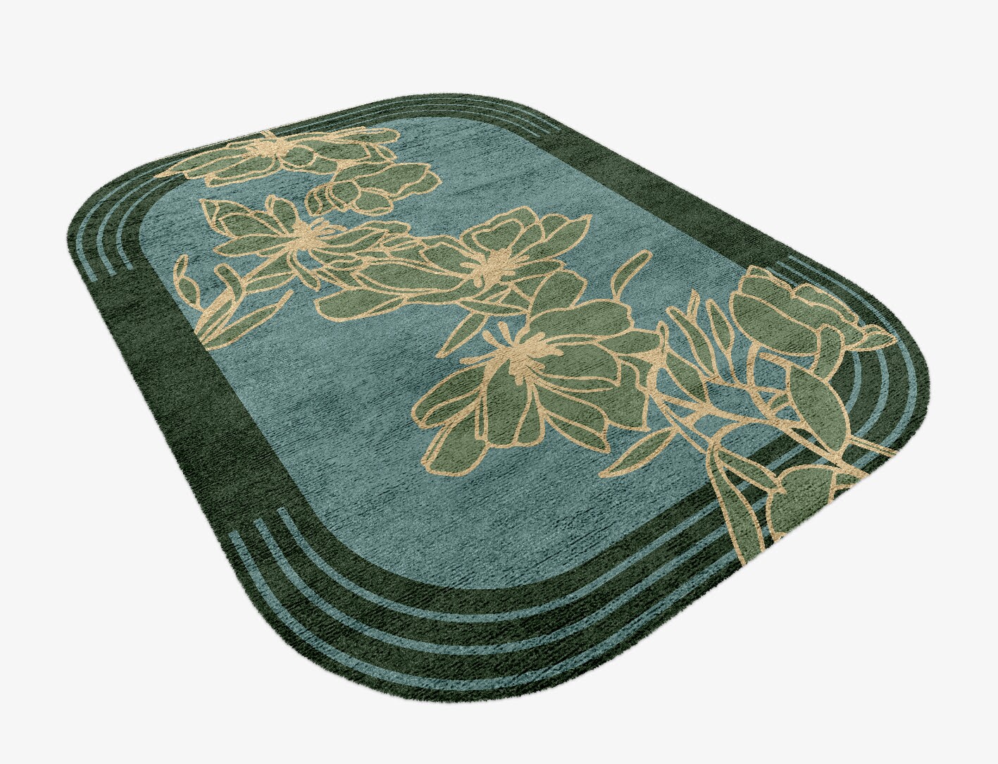 Amaryllis Field of Flowers Oblong Hand Knotted Bamboo Silk Custom Rug by Rug Artisan