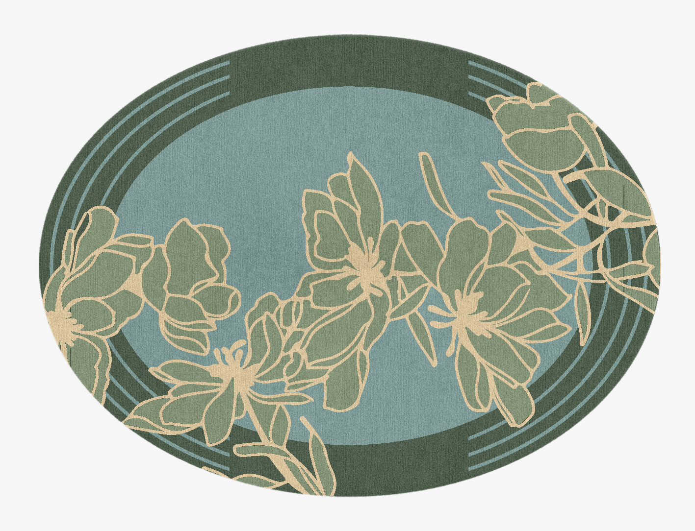 Amaryllis Field of Flowers Oval Hand Knotted Tibetan Wool Custom Rug by Rug Artisan