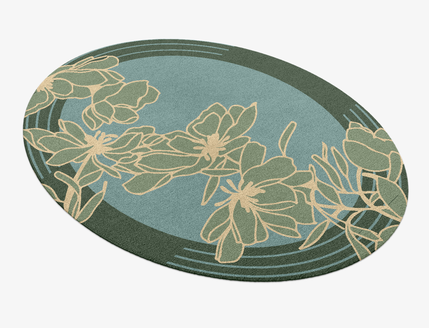 Amaryllis Field of Flowers Oval Hand Knotted Tibetan Wool Custom Rug by Rug Artisan
