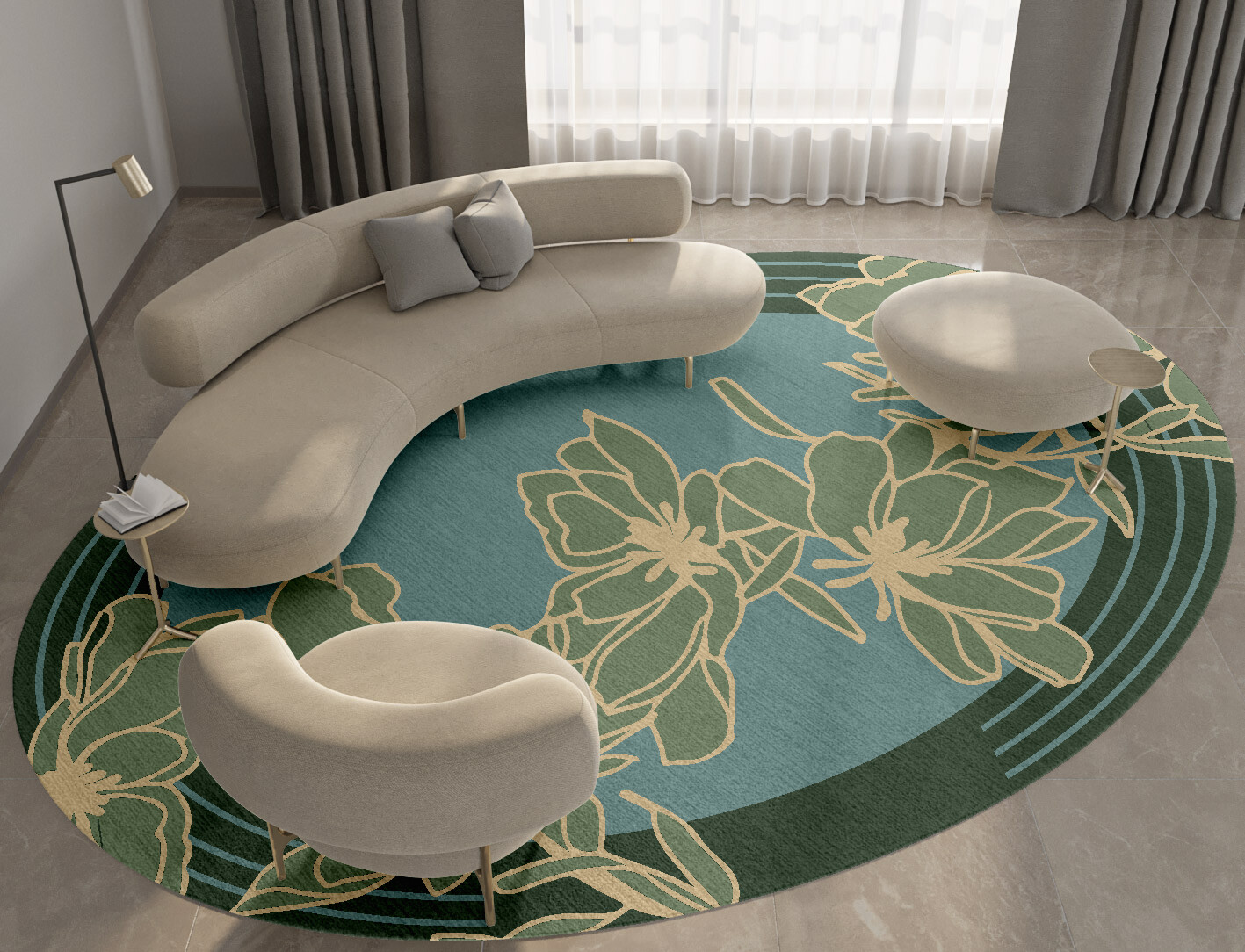 Amaryllis Field of Flowers Oval Hand Knotted Tibetan Wool Custom Rug by Rug Artisan