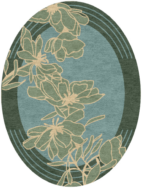 Amaryllis Field of Flowers Oval Hand Knotted Tibetan Wool Custom Rug by Rug Artisan