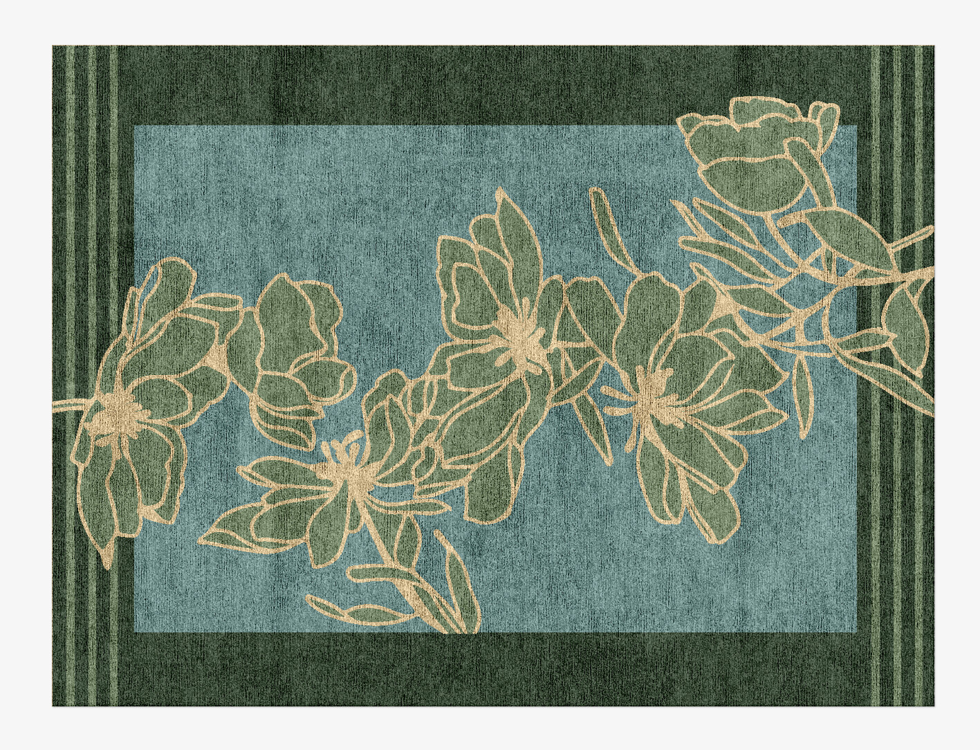 Amaryllis Field of Flowers Rectangle Hand Knotted Bamboo Silk Custom Rug by Rug Artisan