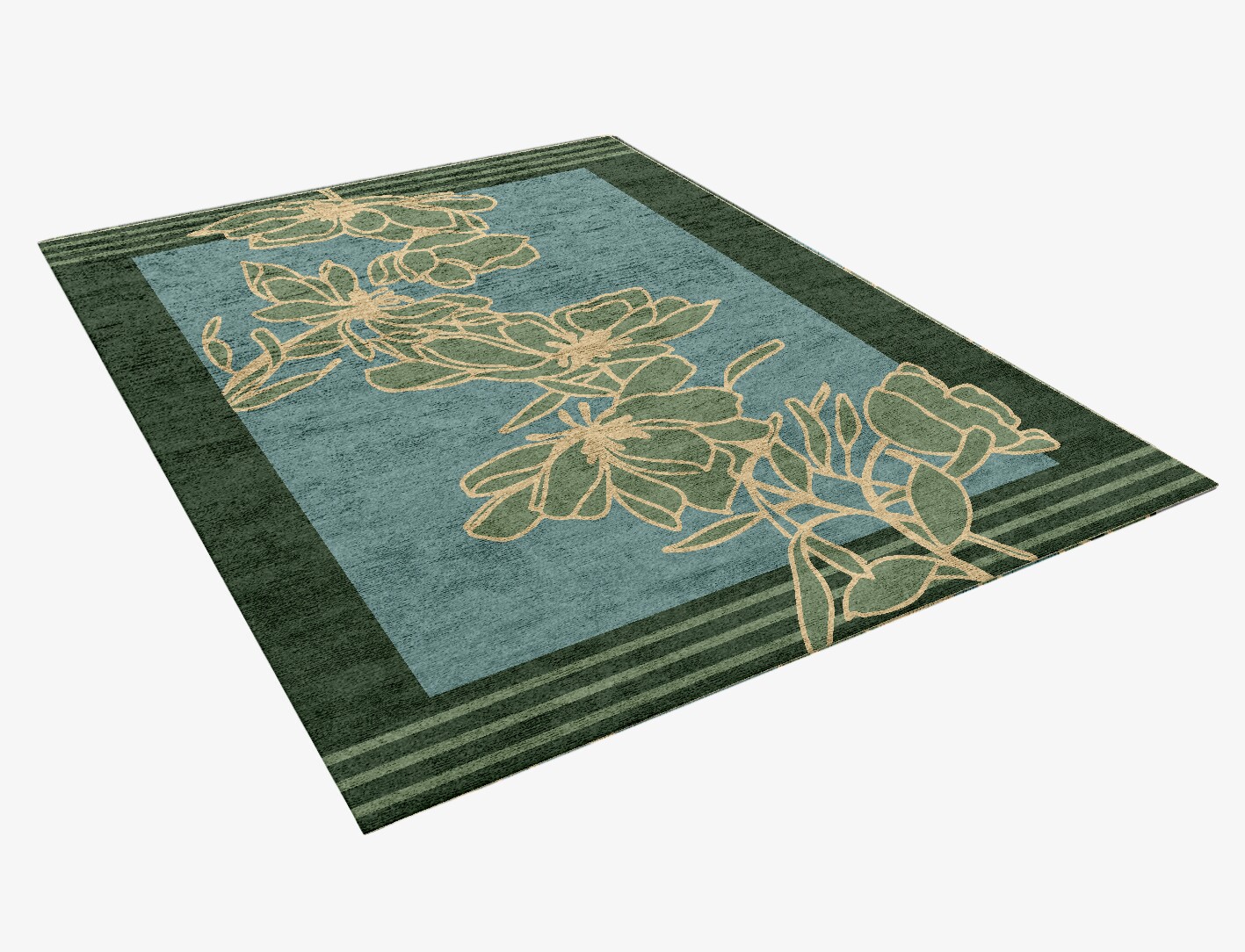 Amaryllis Field of Flowers Rectangle Hand Knotted Bamboo Silk Custom Rug by Rug Artisan