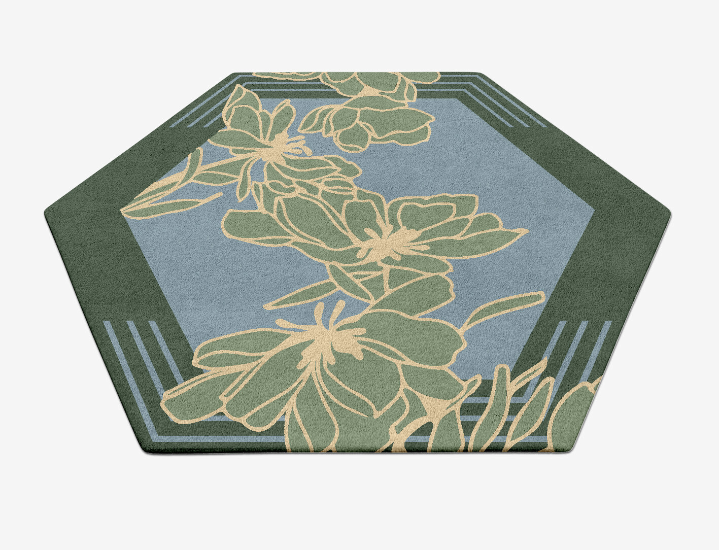 Amaryllis Field of Flowers Hexagon Hand Tufted Pure Wool Custom Rug by Rug Artisan