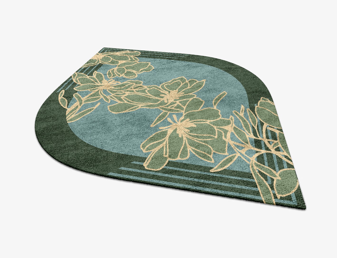 Amaryllis Field of Flowers Ogee Hand Tufted Bamboo Silk Custom Rug by Rug Artisan