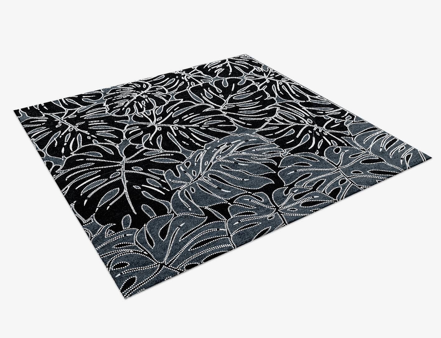 Ambushed Monochrome Square Hand Knotted Bamboo Silk Custom Rug by Rug Artisan