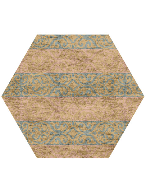 Amyah Blue Royal Hexagon Hand Knotted Bamboo Silk Custom Rug by Rug Artisan