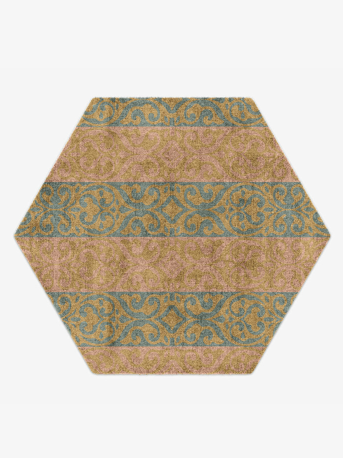 Amyah Blue Royal Hexagon Hand Knotted Bamboo Silk Custom Rug by Rug Artisan