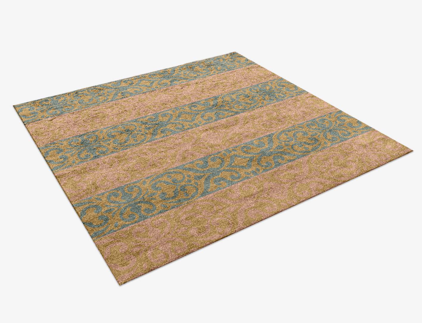 Amyah Blue Royal Square Hand Knotted Bamboo Silk Custom Rug by Rug Artisan