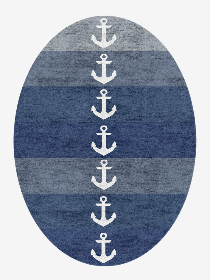 Anchor Kids Oval Hand Knotted Bamboo Silk Custom Rug by Rug Artisan