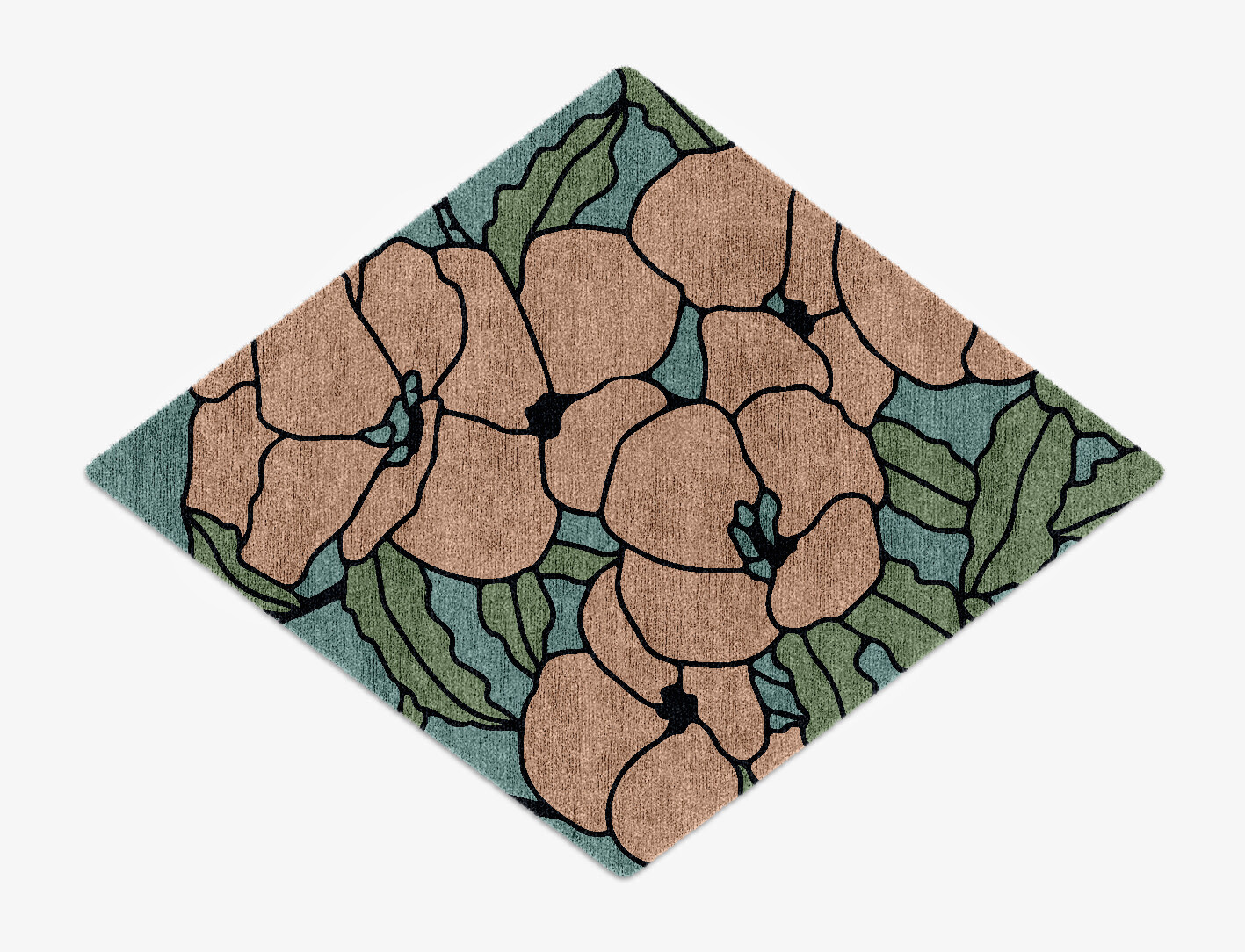 Anemone Field of Flowers Diamond Hand Knotted Bamboo Silk Custom Rug by Rug Artisan