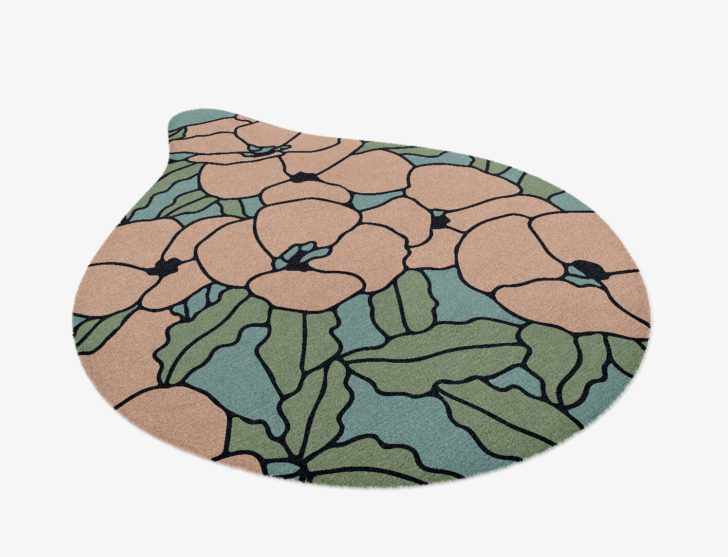 Anemone Field of Flowers Drop Hand Knotted Tibetan Wool Custom Rug by Rug Artisan