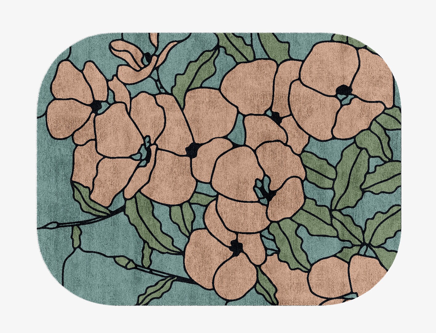 Anemone Field of Flowers Oblong Hand Knotted Bamboo Silk Custom Rug by Rug Artisan