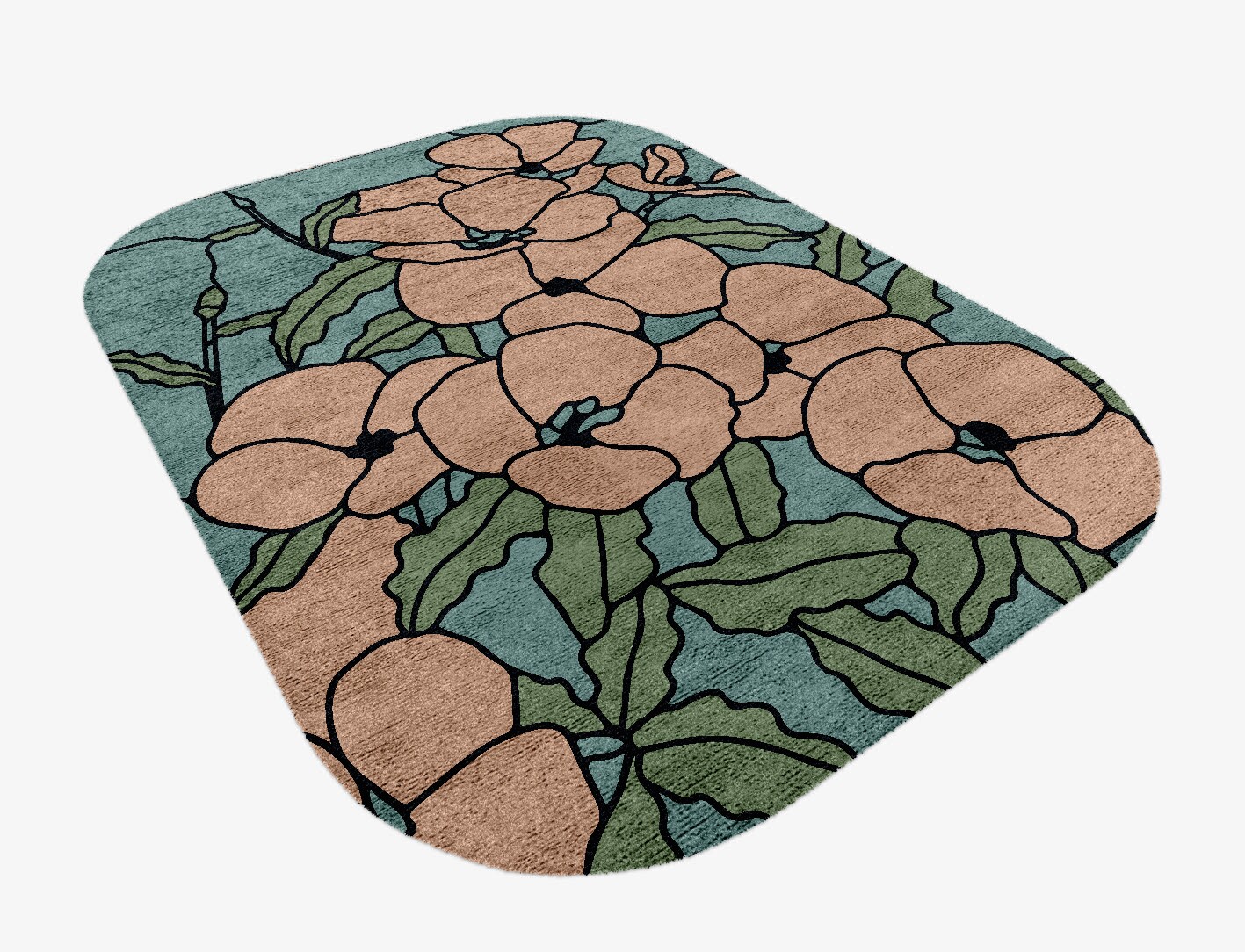 Anemone Field of Flowers Oblong Hand Knotted Bamboo Silk Custom Rug by Rug Artisan