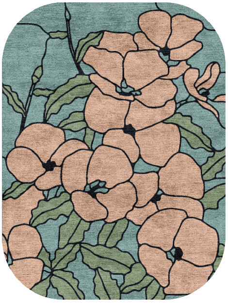 Anemone Field of Flowers Oblong Hand Knotted Bamboo Silk Custom Rug by Rug Artisan