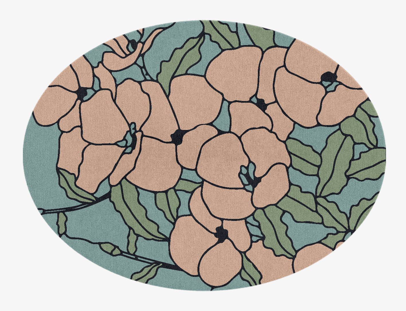 Anemone Field of Flowers Oval Hand Knotted Tibetan Wool Custom Rug by Rug Artisan