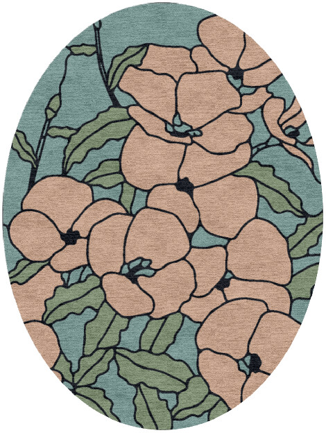 Anemone Field of Flowers Oval Hand Knotted Tibetan Wool Custom Rug by Rug Artisan
