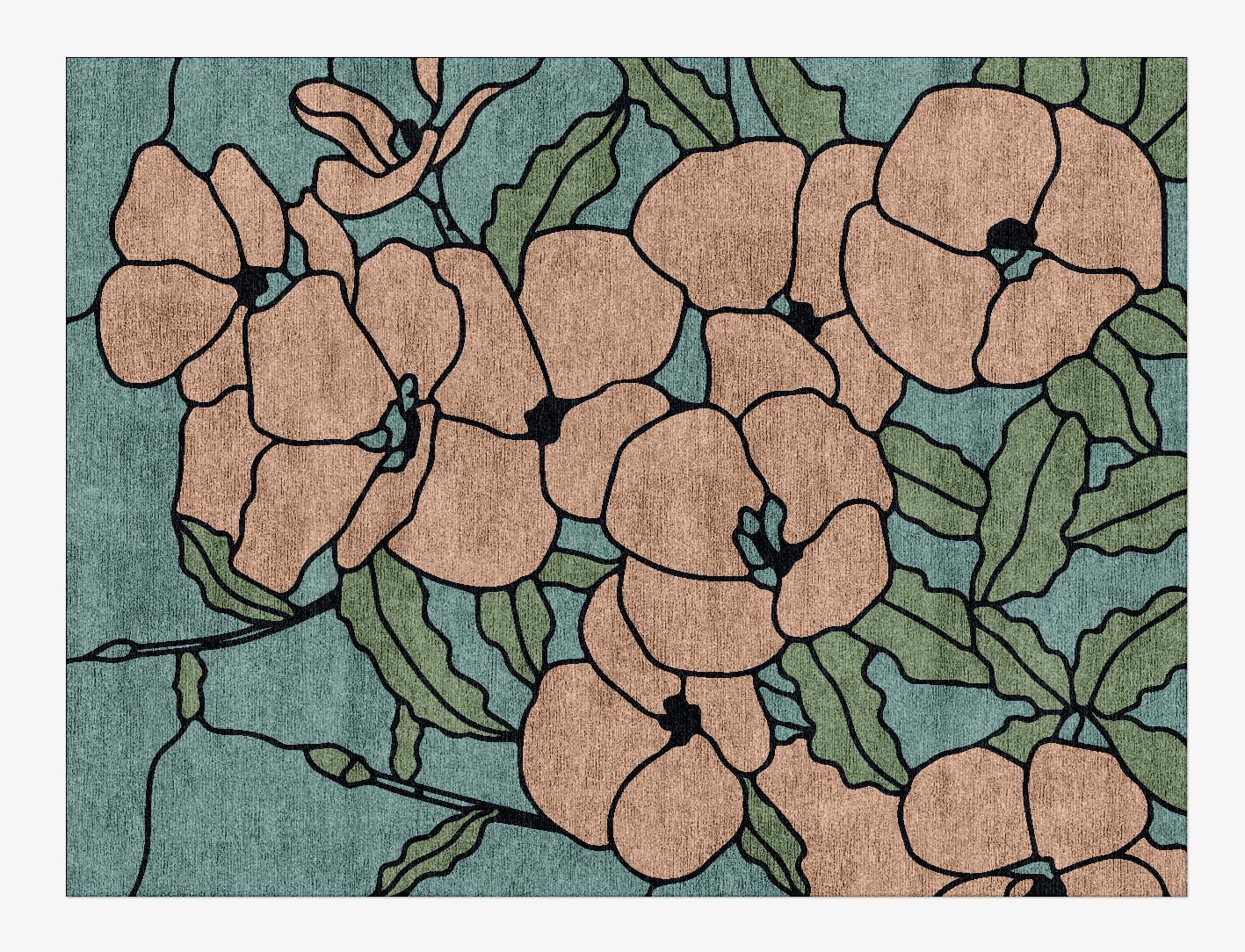 Anemone Field of Flowers Rectangle Hand Knotted Bamboo Silk Custom Rug by Rug Artisan