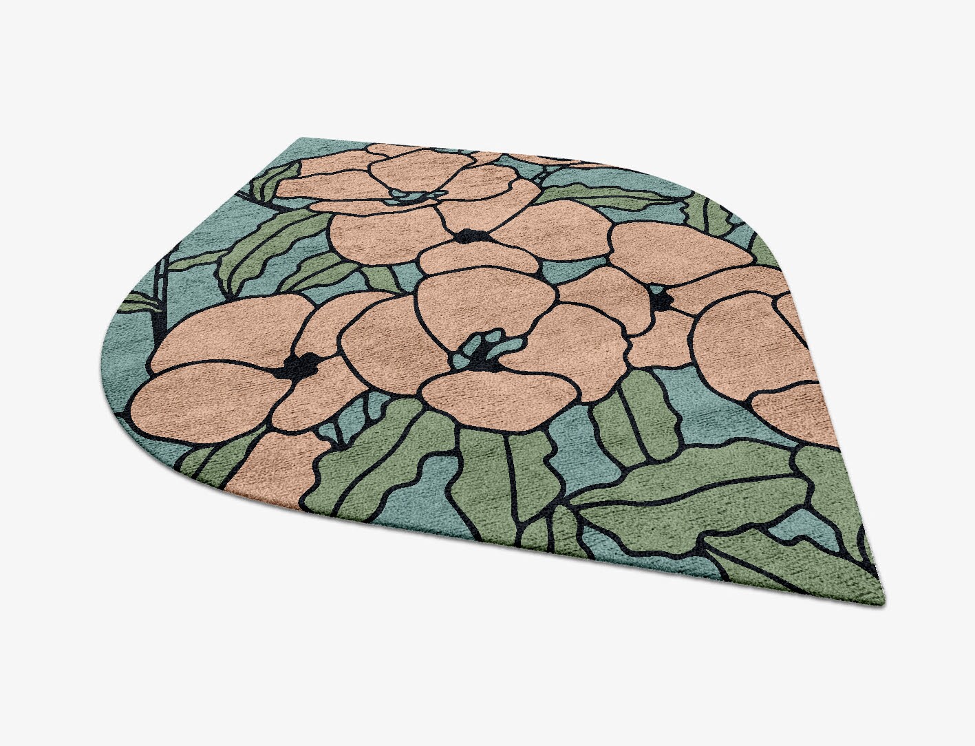 Anemone Field of Flowers Ogee Hand Tufted Bamboo Silk Custom Rug by Rug Artisan