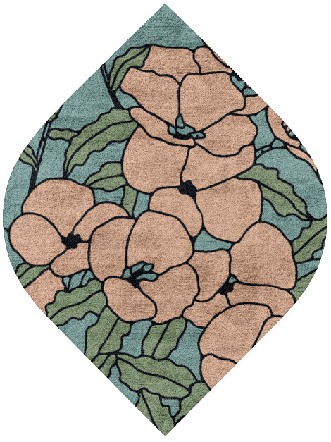 Anemone Field of Flowers Ogee Hand Tufted Bamboo Silk Custom Rug by Rug Artisan