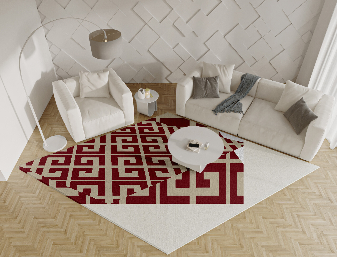 Angus Geometric Diamond Hand Knotted Tibetan Wool Custom Rug by Rug Artisan