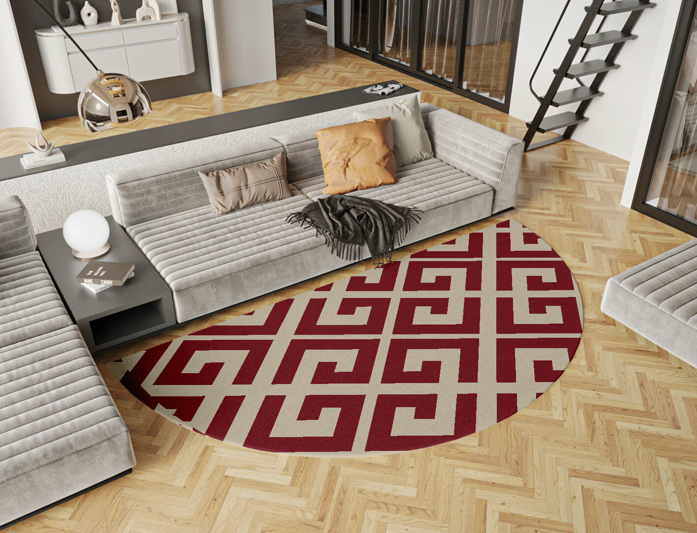Angus Geometric Halfmoon Hand Knotted Tibetan Wool Custom Rug by Rug Artisan