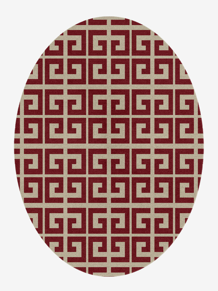 Angus Modern Geometrics Oval Hand Knotted Tibetan Wool Custom Rug by Rug Artisan