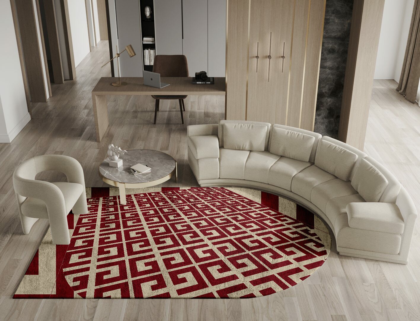 Angus Geometric Arch Hand Tufted Bamboo Silk Custom Rug by Rug Artisan